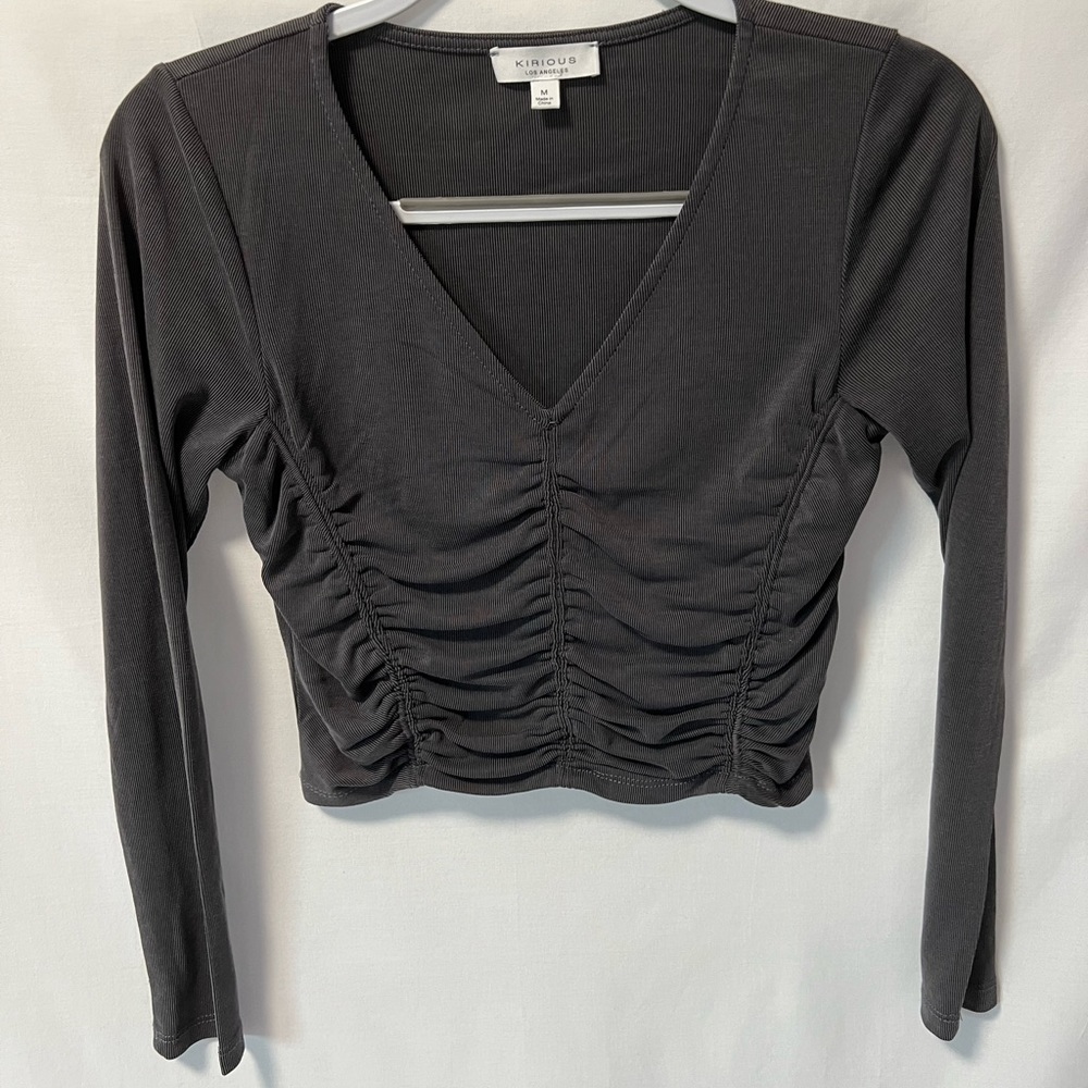 Dark Grey Cinched Crop Top